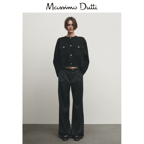 Massimo Dutti, трикотажный свитер, в стиле Шанель, круглый воротник