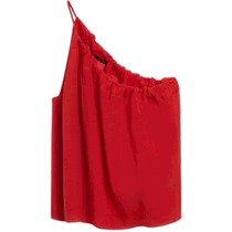 Summer new MassimoDutti2024 womens dopamine red romantic seaside resort style one-shoulder strap off-shoulder shirt 05106570600