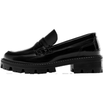 Специальные предложения на новый товар Женская обувь Massimo Dutti 2024 весна и лето Новинка Черные лоферы из натуральной кожи с простой рифленой подошвой 11528250800