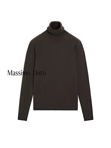 Massimo Dutti, демисезонный базовый приятный телу шерстяной трикотажный свитер
