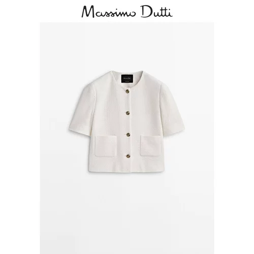 Обновление дисконтирования Massimodtti Женщины 2023 Новая Xiaosiwinda Физическая эстетическая белая пот -свитера короткая куртка 06052594712