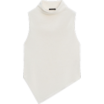 Spring and summer new product MassimoDutti2024 womens minimalist style elegant white irregular design half turtleneck sleeveless knitted T-shirt 05752676250