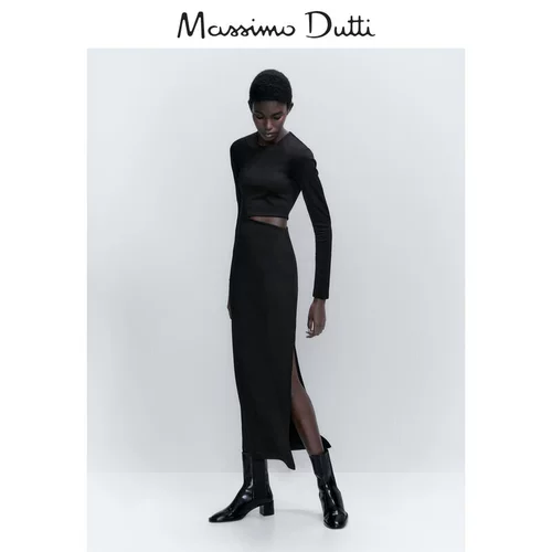 Massimo Dutti, демисезонное дизайнерское длинное платье, облегающий крой, тренд сезона