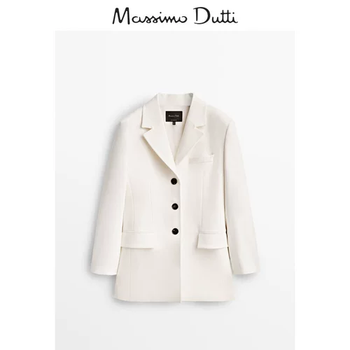 Massimo Dutti, демисезонный белый костюм для отдыха, облегающий крой