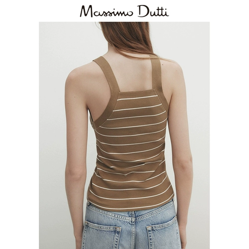 Massimo Dutti, летняя футболка без рукавов, жилет, коллекция 2023, в стиле Шанель, эффект подтяжки