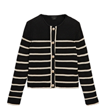 Spring and summer new product MassimoDutti2024 womens small fragrance style striped round neck sweater short coat knitted cardigan 05643511800