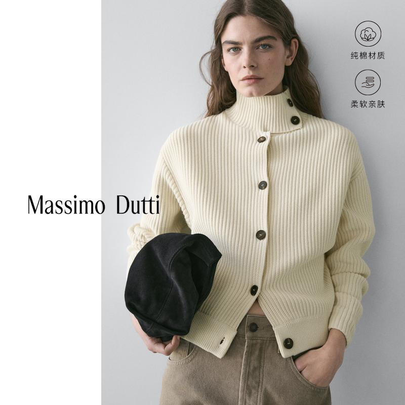 Early Autumn New Style Massimo Dutti 2026 Women's Elegant Workwear Pure Cotton Design High-Neck Knitted Sweater Cardigan 05763563712 Early Autumn New Style Massimo Dutti 2026 Women's Elegant Workwear Pure Cotton Design High-Neck Knitted Sweater Cardigan 05763563712