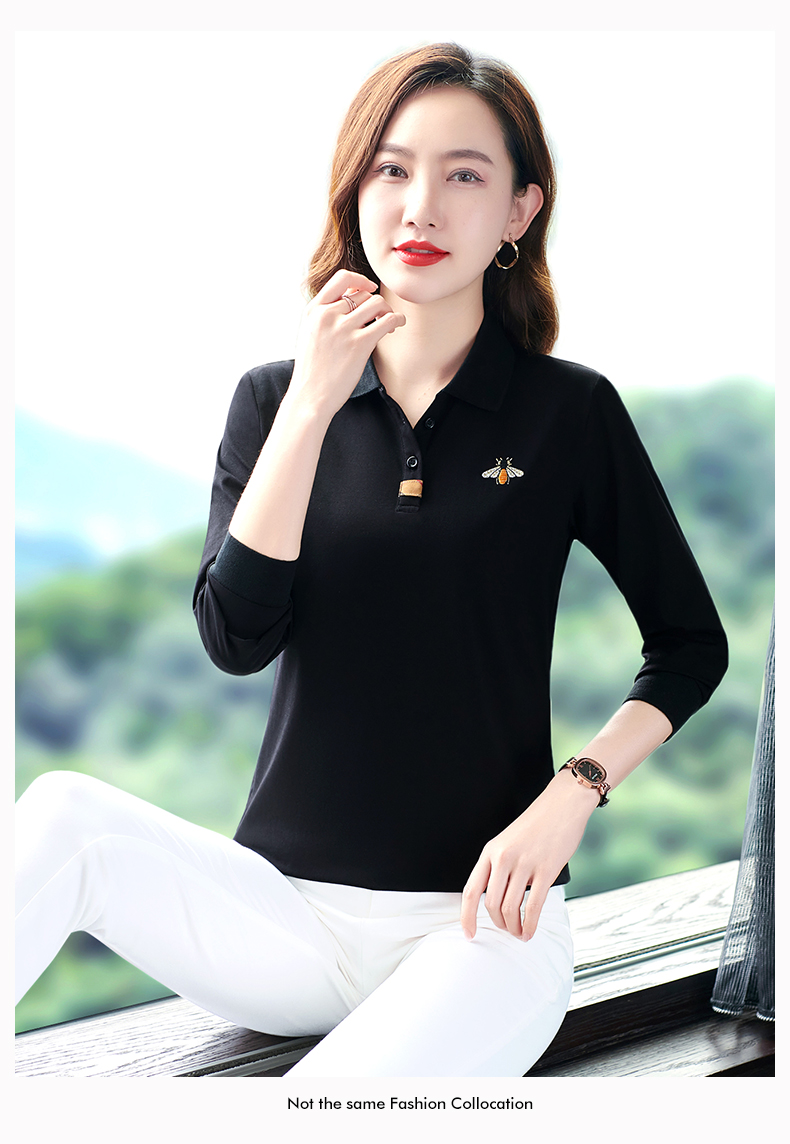 F1130 670K ÁO THUN NỮ WUHTDNG DÀI TAY MÙA XUÂN THU ĐÔNG TRUNG NIÊN THÊU HỌA TIẾT HOA KÍN CỔ THỜI TRANG NỮ VẢI BÔNG G02 SẢN PHẨM MỚI
