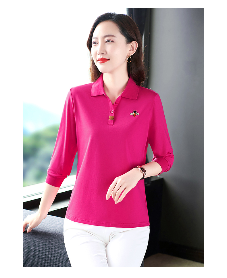 F1130 670K ÁO THUN NỮ WUHTDNG DÀI TAY MÙA XUÂN THU ĐÔNG TRUNG NIÊN THÊU HỌA TIẾT HOA KÍN CỔ THỜI TRANG NỮ VẢI BÔNG G02 SẢN PHẨM MỚI