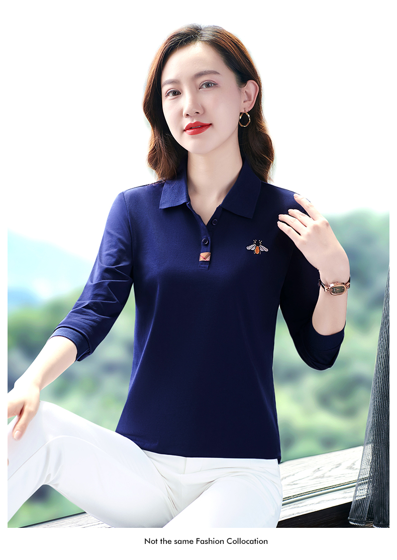 F1130 670K ÁO THUN NỮ WUHTDNG DÀI TAY MÙA XUÂN THU ĐÔNG TRUNG NIÊN THÊU HỌA TIẾT HOA KÍN CỔ THỜI TRANG NỮ VẢI BÔNG G02 SẢN PHẨM MỚI