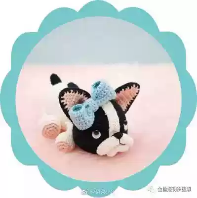 (Non-finished left mailbox) handmade wool weaving cute Boston dog Hook weaving illustration tutorial