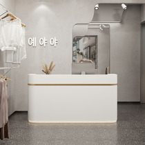 Beauty salon curved cashier counter simple modern light luxury clothing store imitation marble bar front desk reception table