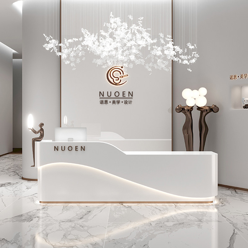 Beauty Salon Collection Silver Counter Brief Modern Clothing Shop Arc Bar Counters Dance Room Art Front Desk Company Reception Desk