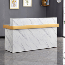 Clothing store cashier counter Simple modern beauty salon Small bar Imitation marble Wrought iron front desk reception desk