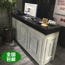 Retro cashier Simple old counter Bar reception desk European paint cashier Nostalgic wood