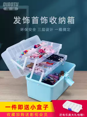 Carved storage box Hair accessories children's baby box girl large capacity ancient Hanfu finishing girl hairpin multi-layer