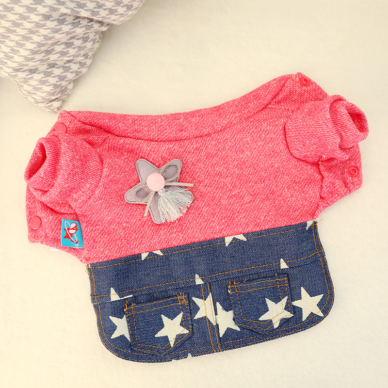 Váy công chúa thú cưng váy công chúa Teddy Bomei quần áo chó nhỏ mùa thu và mùa đông sao váy denim - Quần áo & phụ kiện thú cưng quần áo thú cưng size lớn