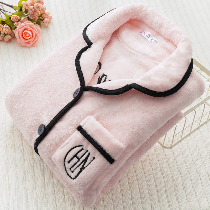 Lunar Subsuit Fallan Suede Postpartum Pregnant Woman Sleepwear Woman Autumn Winter Laces Dressing Thickened And Gapped Coral Suede heating clothes