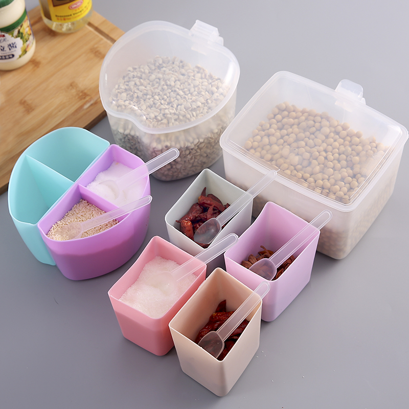 Household plastic seasoning box kitchen seasoning jar seasoning box creative salt shaker seasoning box seasoning jar storage box set