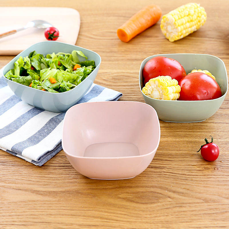 Household creative square straw salad bowl children's rice bowl soup bowl instant noodle bowl living room coffee table candy plate fruit plate