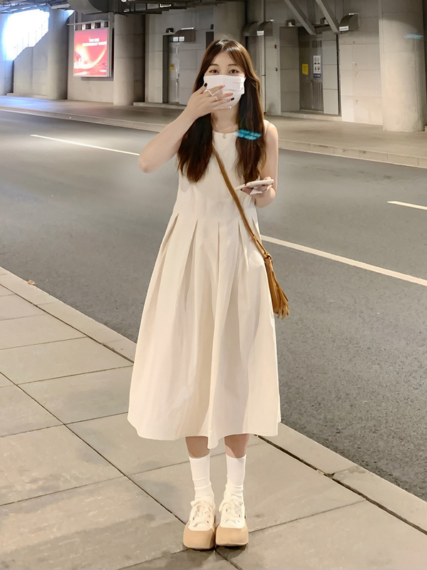 French-Style White Dress for Women, 2026 Summer New Model, Tea Break Style, Petite Sleeveless Tank Dress, Elegant and Slimming Dress