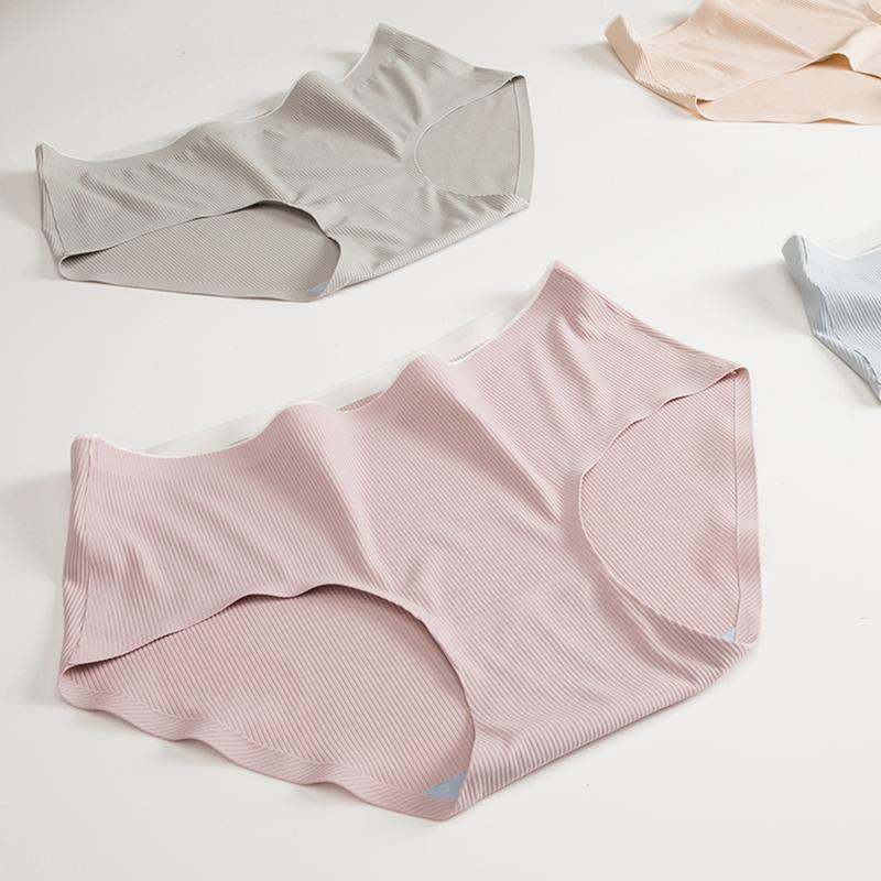 Unscarred underpants female mid-waist adolescent girl invisible thin summer lady ice silk triangle pants head