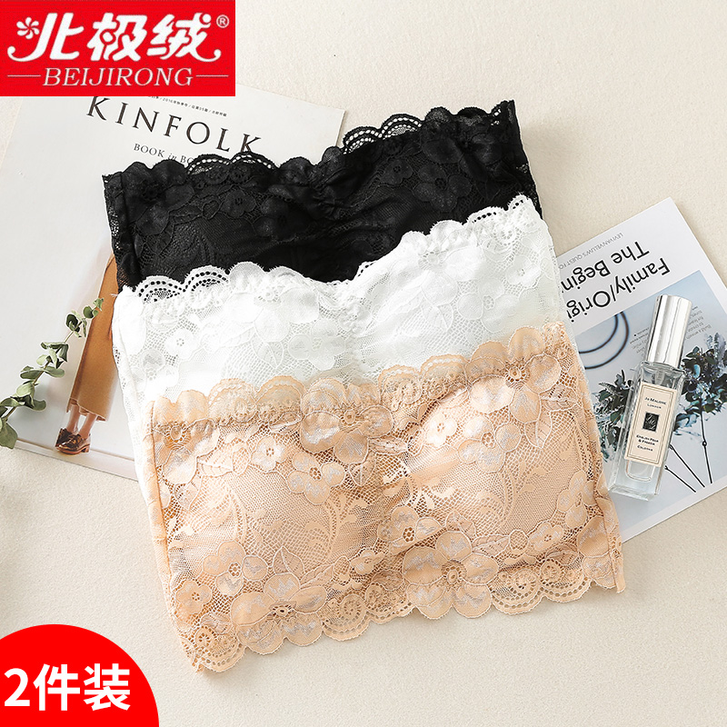 Bandeau bra women's summer outdoor wear short sexy gathered anti-naked chest strapless top underwear strapless