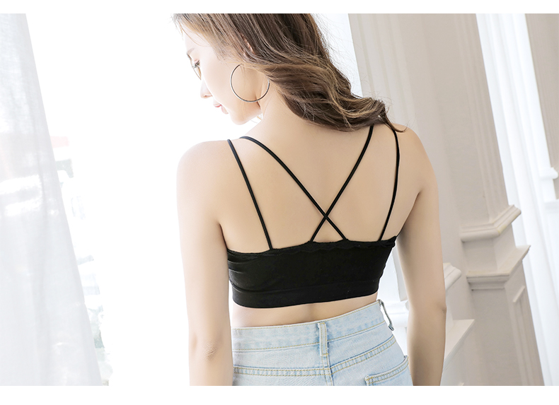 Mùa hè ống top đồ lót chống ánh sáng tụ tập tụ tập ngực kiểu dây đeo phía dưới vest vest lệch vai gợi cảm với vẻ đẹp trở lại thời trang cao cấp