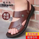 Woodpecker Sandals ຫນັງແທ້ຂອງຜູ້ຊາຍ summer ໃຫມ່ຫາດຊາຍເກີບຕ້ານການເລື່ອນ Outerwear ຂະຫນາດໃຫຍ່ຜູ້ຊາຍບາດເຈັບແລະສອງຈຸດປະສົງ sandals