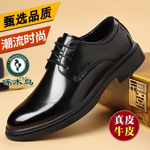 Woodpecker Leather Shoes Men's Genuine Leather New Breathable Business Formal Shoes Men's Casual Non-Slip Soft Leather Dad Shoes