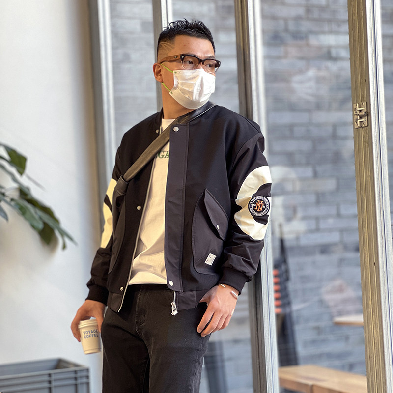 Hong Kong Trend Brand Embroidered Baseball Uniform Men's High Street All-Match Coat Youth 2022 Autumn Retro Casual Black Jacket