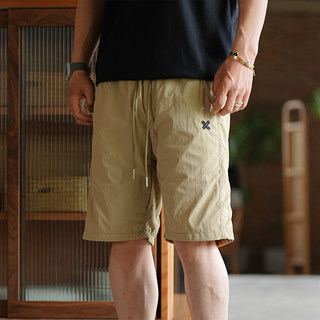 Japanese simple and high-end exquisite embroidered solid color shorts