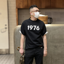 2022 spring embossed simple short-sleeved t-shirt mens trendy high street American youth all-match pure cotton thick bottoming shirt