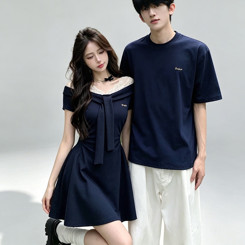 Couple Outfits: One Dress and One Skirt, Preppy Style Dress for Women, Summer Design, Niche Pleated Waist-Cinching Slimming A-Line Short Skirt Couple Outfits: One Dress and One Skirt, Preppy Style Dress for Women, Summer Design, Niche Pleated Waist-Cinching Slimming A-Line Short Skirt