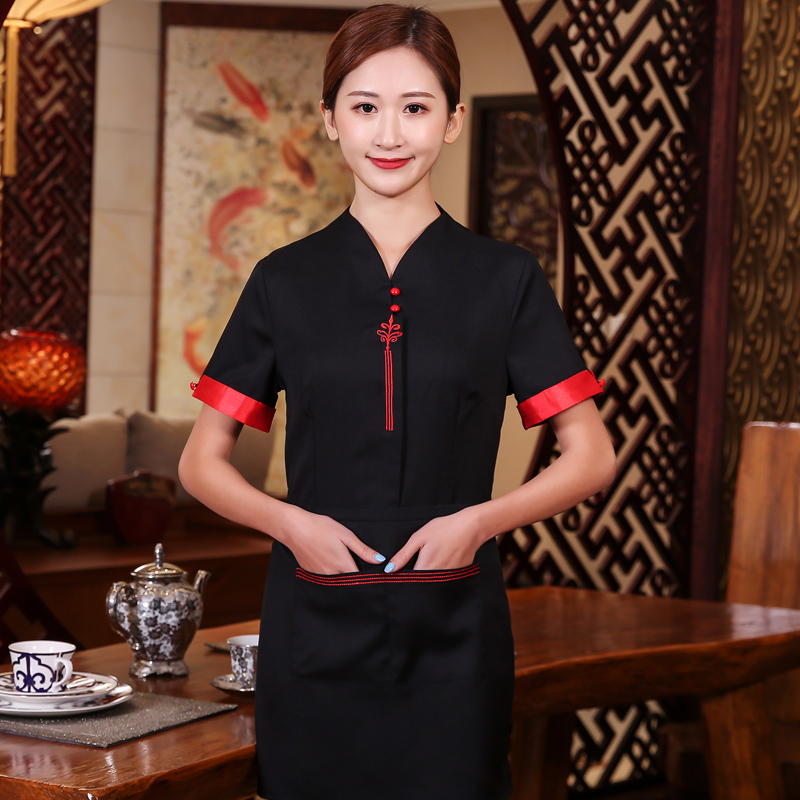 quần áo công việc Waiter của ngắn tay khách sạn hè nhà hàng phòng trà Trung Quốc lẩu Logo nhà hàng nhà hàng tùy chỉnh