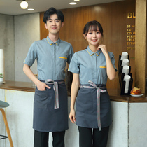 Milk Tea Shop Cafe fashion summer waiter work clothes short sleeve womens short sleeve shirt KTV cashier custom