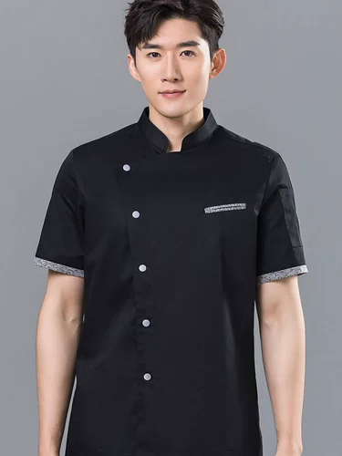 Высокий шеф -повар рабочую одежду летняя короткая коротка -мужской западный ресторан, отель, отель, кухня, кухня, шеф -повар, заказ логотип, логотип
