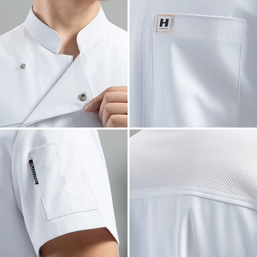 Униформа шеф-повара отеля с короткими рукавами, мужская индивидуальная одежда для ресторана, ресторана, общественного питания, летняя рабочая одежда шеф-повара с принтом