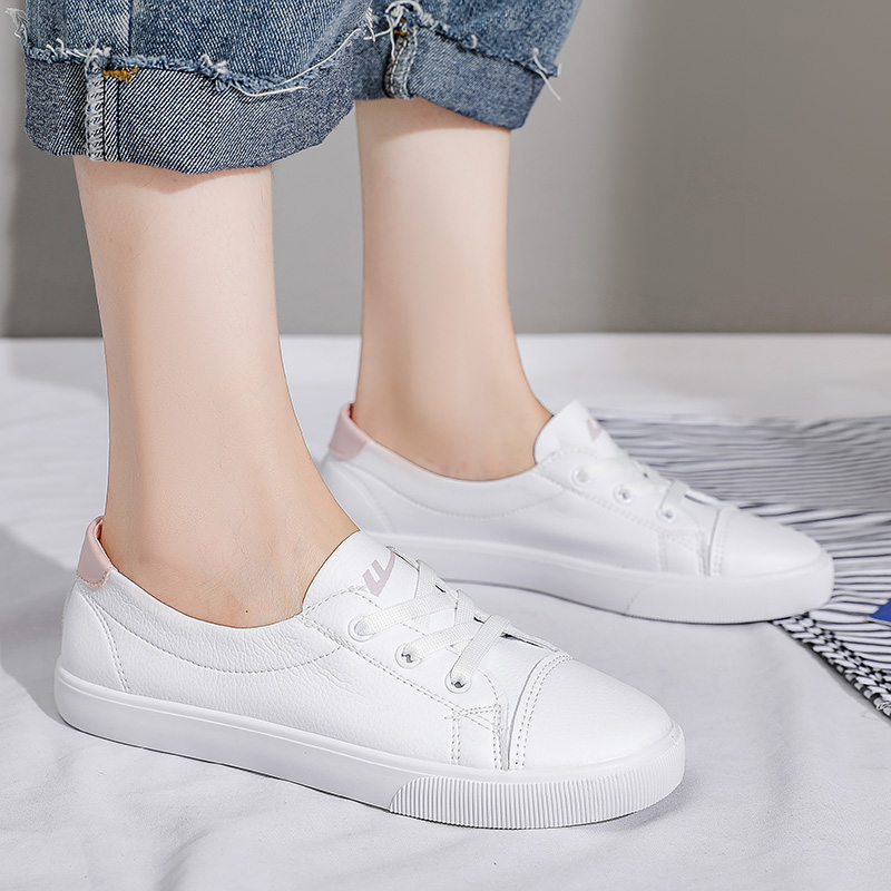 Warrior pull back casual shoes women's shoes new shallow soft bottom small white shoes leather one pedal single shoes 90202A
