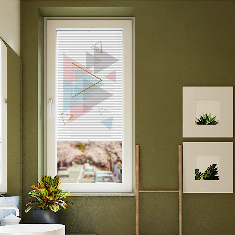 Hengki Free Punch Printed Modern Inner Open Window Interior window Inverted Window shutter Honeycomb Cord curtain Kitchen Make-up Room Sun Shade