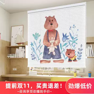 Hengji non-perforated printed aluminum curtain children's cartoon shade kitchen dressing room waterproof lifting bead
