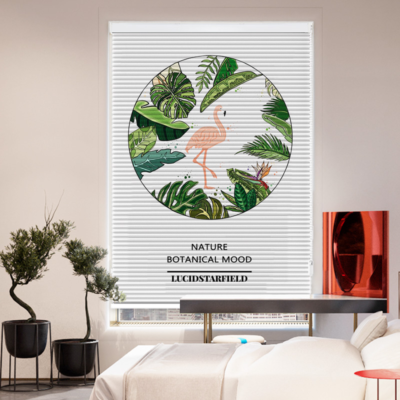 Hengki New Green Plant Printed Organ Curtain Honeycomb curtain Living room Book room Makeup Room Labead Lifting Roller Blind blinds