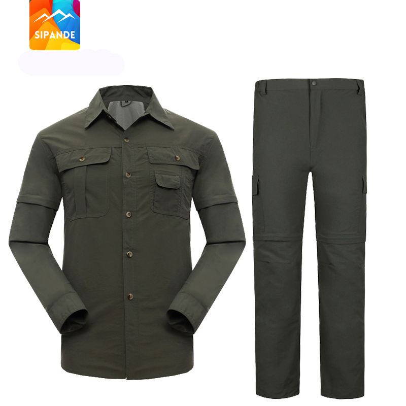 Outdoor quick-drying pants men's quick-drying shirt two-piece detachable quick-drying suit can be customized garden labor protection clothing tooling