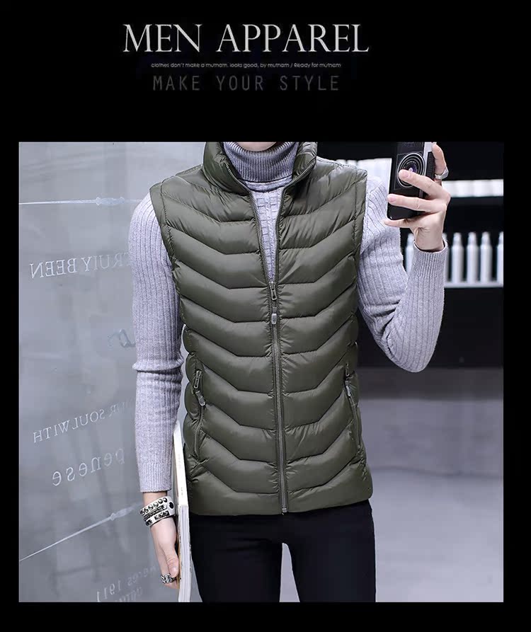 Áo vest nam cotton dày vest vest vest vest mùa thu và mùa đông nam áo khoác phiên bản Hàn Quốc của xu hướng đẹp trai thủy triều khoác vest nam