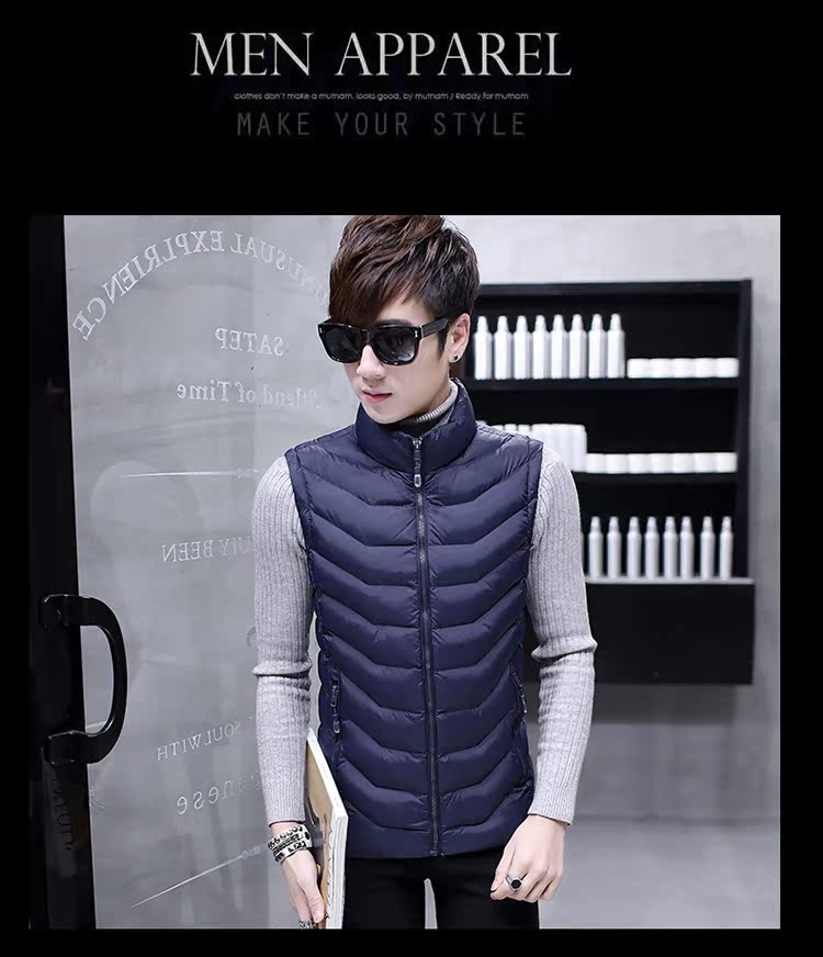 Áo vest nam cotton dày vest vest vest vest mùa thu và mùa đông nam áo khoác phiên bản Hàn Quốc của xu hướng đẹp trai thủy triều khoác vest nam