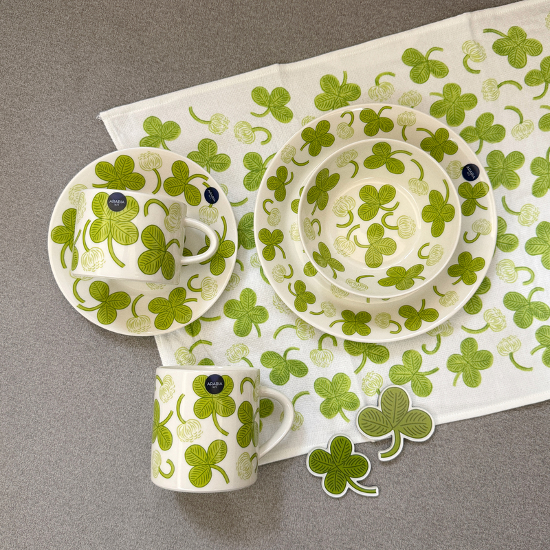 Arabia 2026 Reissues Apila Four-Leaf Clover Ceramic Bowl/Plate Mug Coffee Cup and Saucer Set Arabia 2026 Reissues Apila Four-Leaf Clover Ceramic Bowl/Plate Mug Coffee Cup and Saucer Set