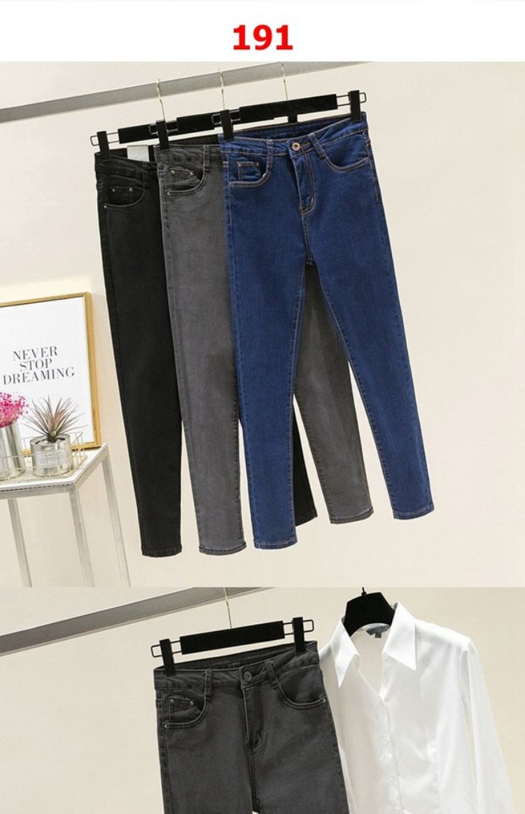 Quần jeans nữ xuân hè 2018 phiên bản mới của Hàn Quốc là quần đen mỏng size lớn chất béo cao đến eo chân bút chì quần jean baggy nữ