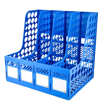 加厚文件收纳盒文件夹a4书立文件架桌面档案资料置物架文件栏筐文件框大容量办公室用品书架四联文件座架子