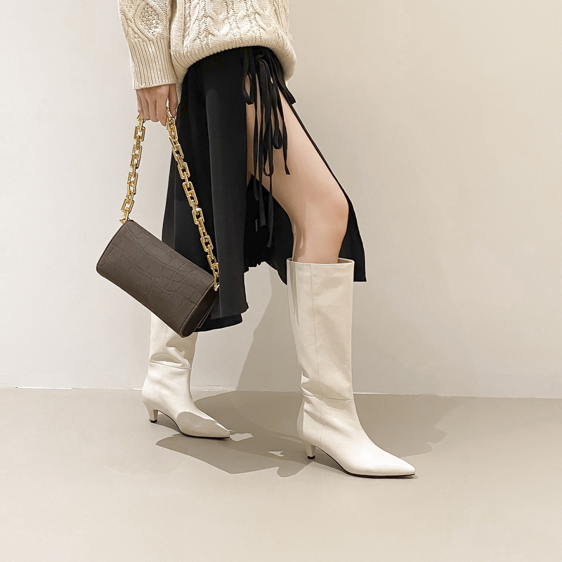 Clearance Version [Cracked Leather 4cm] Lazy Style Super Soft Tube Boots, Silk-Like Single Lining, Guangzhou Leather Shoes Size 3566-2