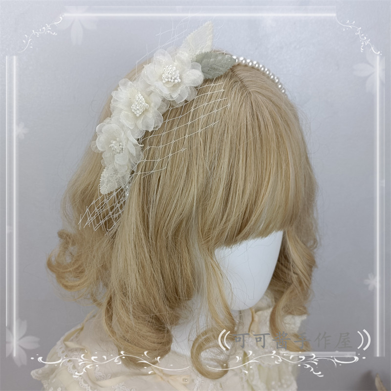 Original design Lolita elegant pearl headband flower hair accessory Lolita handmade headpiece